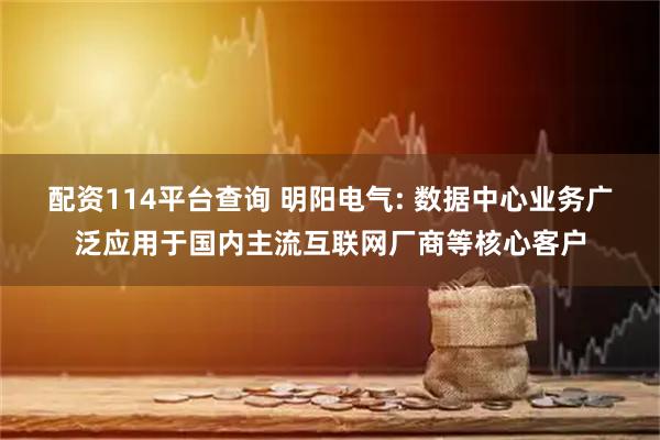 配资114平台查询 明阳电气: 数据中心业务广泛应用于国内主流互联网厂商等核心客户