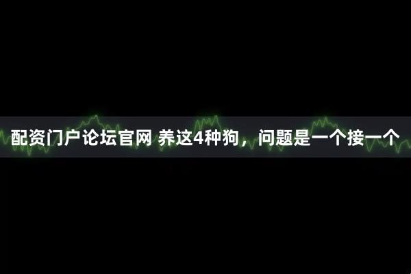 配资门户论坛官网 养这4种狗，问题是一个接一个
