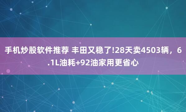 手机炒股软件推荐 丰田又稳了!28天卖4503辆,6.1L油耗+92油家用更省心